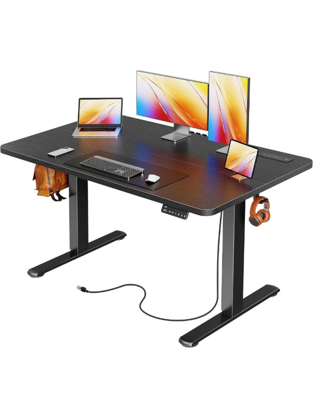 Height Adjustable Electric Standing Desk 47x24, USB-C & Power Outlets, Home